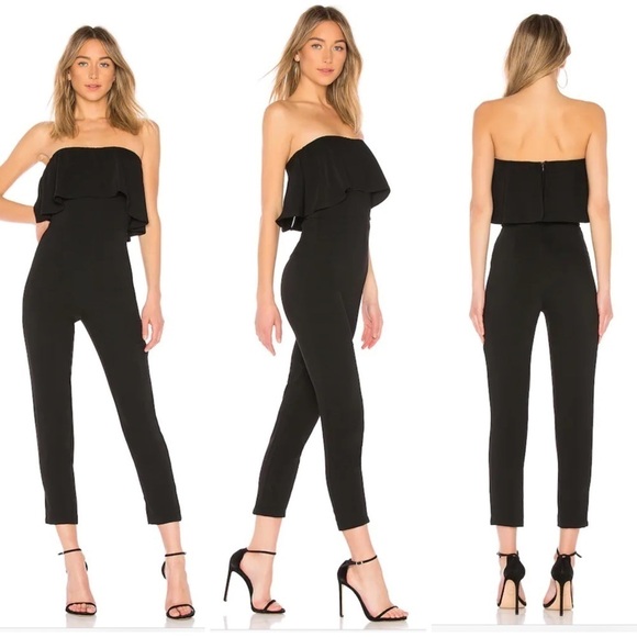 Revolve By The Way Reina Ruffle Jumpsuit in Black XS - Picture 1 of 6